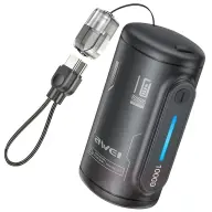 AWEI WP-117 vésztöltő 3 Type-C aljzat 10000mAh 22.5W PD gyorstöltő + Type-C kábel fekete