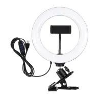 PULUZ PKT3120B LED gyűrűs szelfi lámpa monitorklippel telefontartóval 20cm fekete