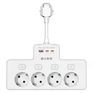 S-LINK PRZ08 4-socket power strip 15cm white protected 43252