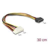 DELOCK SATA PSU Molex + 4pin Converter Black 20cm 65227