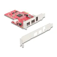 DELOCK PCI Express x1 Kártya - 2 x külső FireWire B + 1 x külső FireWire A - alacsony profilú formatényező
