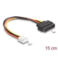 DELOCK SATA tápkábel 15 tűs apa - 1 db. Floppy 4 tűs anya 15 cm
