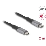 DELOCK USB 4.0 Type C Összekötő Fekete-Szürke 2m 81192