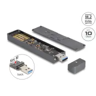 DELOCK Külső ház M.2 NVME PCIe SSD vagy SATA SSD számára USB 10 Gbps A-típusú apával