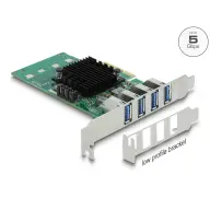 DELOCK PCI Express x4 Kártya - 4 x Külső USB 3.0 Quad Channel - alacsony profilú formatényező