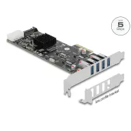 DELOCK PCI Express x4 Kártya - 4 x külső SuperSpeed USB (USB 3.2 Gen 1) USB A-típusú hüvely Quad Channel - alacsony profilú formatényező