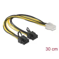 DELOCK PCI Express 6 pin PCI Express 8 pin Elosztó Fekete-Fehér 30cm 83433