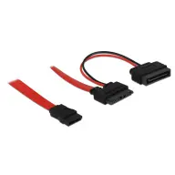 DELOCK SATA Slim SATA + Napajalni adapter Rdeč 30cm 84800