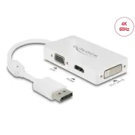 DELOCK DisplayPort VGA/D-Sub + HDMI + DVI-D Átalakító Fehér 16cm 62655