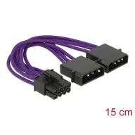 DELOCK PCI Express 8 pin Molex Tápkábel Lila 15cm 83705