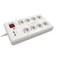 COMMEL Prenaponska zaštita razdelnik 8 podloška 2x USB 3m 380-107