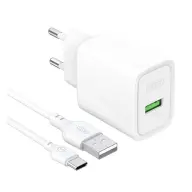 XO CE50 wall charger 18W + USB Type C cable white XO-CE50 TYPE-C