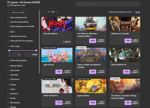 A GOG mostantól támogatja a forintot is