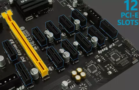 BIOStar alaplap kriptovaluta-bányászatra, 12 PCIe slottal
