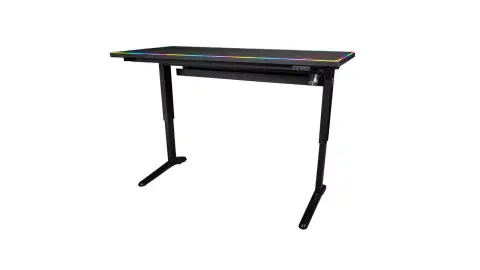 RGB LED világítással ellátott motoros számítógépasztal a Thermaltake-től
