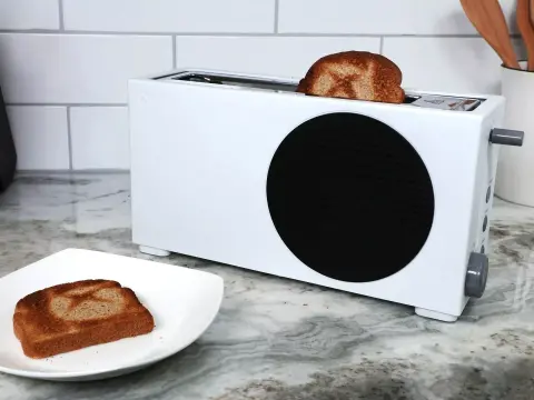 Microsoft Xbox Series S Toaster – Játékkonzolt idéző kenyérpirító, ami Xbox logóval látja el a pirítóst