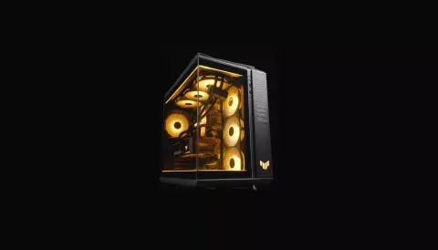 ASUS GT502 Horizon: Egy modern számítógépház edzett üveg elő- és oldallappal, amiben 13 ventilátor fér el