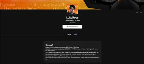 A Cyberpunk 2077 után minden VR modját törölte Luke Ross