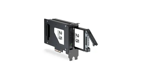 Két darab 2,5 hüvelykes meghajtót fogad a speciális PCI Express bővítőkártya, ami RAID és Hot-Swap támogatást is kínál