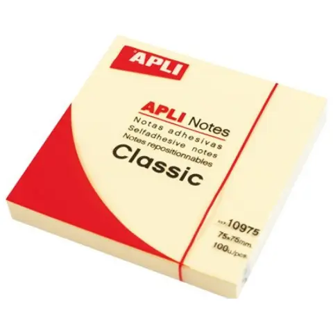 APLI Self-adhesive notepad 100 sheets yellow 75 x 75 mm