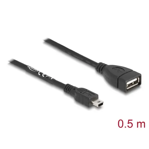DELOCK USB Mini USB Átalakító Fekete 50cm 82905