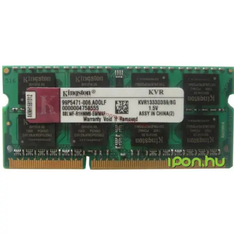 KINGSTON 8GB Notebook ValueRAM DDR3 1333MHz CL9 KVR1333D3S9/8G