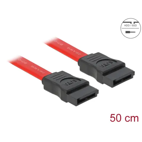 DELOCK SATA Összekötő Piros 50cm 84208