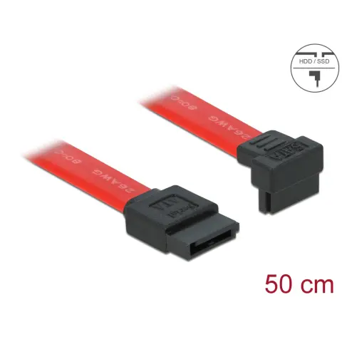 DELOCK SATA Összekötő Piros 50cm 84223