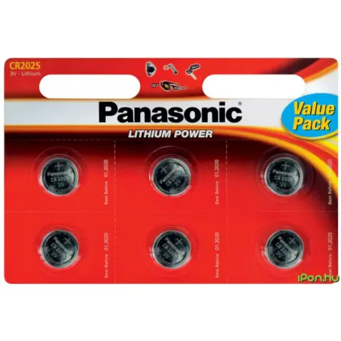 PANASONIC CR2025 3V gombelem (CR) 6db