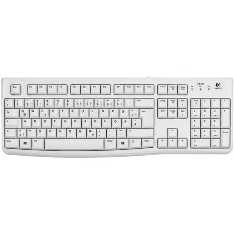 LOGITECH K120 ergonómikus pc billentyűzet USB Német kiosztás - fehér OEM