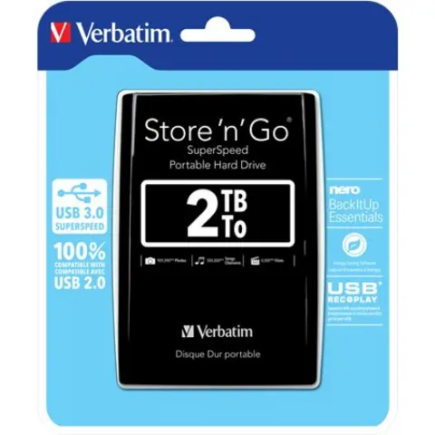 VERBATIM Store n Go 2TB 2.5" USB 3.0 Fekete 53177