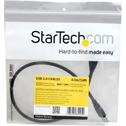 STARTECH USB 3.0 USB 3.0 Micro-B Átalakító Fekete 50cm USB3AUB50CMB