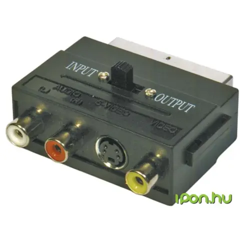 EMOS SCART RCA + S-VHS Átalakító Fekete 5cm K9304