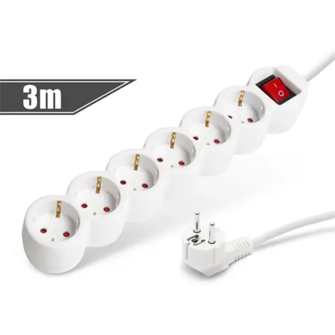 DELIGHT electric 6 priză splitter 3m