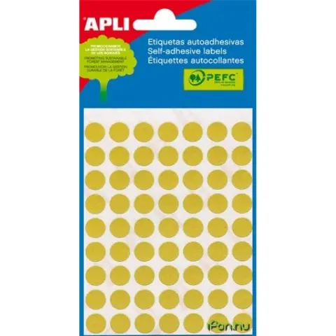 APLI Etikett 13 mm kör kézzel írható színes sárga 175 etikett/csomag