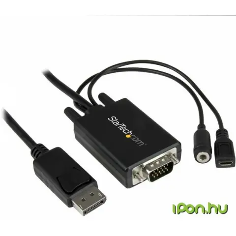 STARTECH DisplayPort VGA/D-Sub + Jack Convertor Negru 2m DP2VGAAMM2M