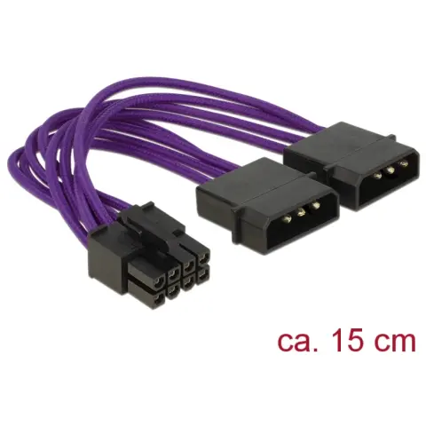DELOCK PCI Express 8 pin Molex Power Cable Purple 15cm 83703