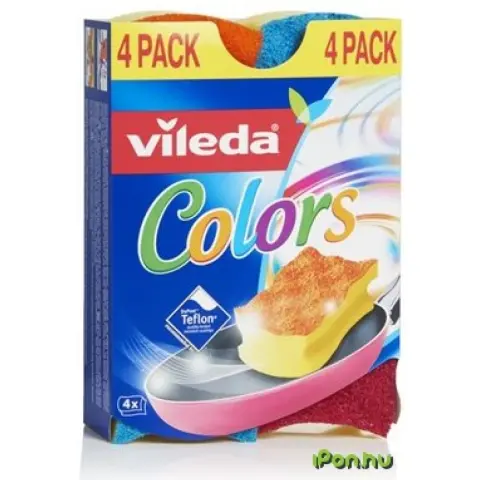 VILEDA Pure Active Colors Dishwashing Sponges 3+1 pcs