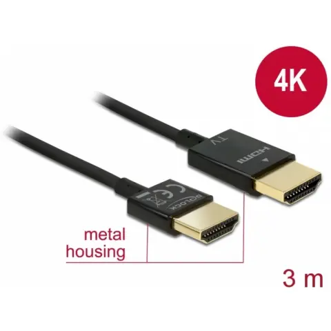 DELOCK HDMI Összekötő Fekete 3m 84774