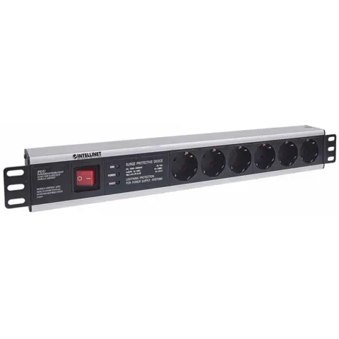 INTELLINET 19" 1.5U Rackmount 6-Way Power Strip 713962