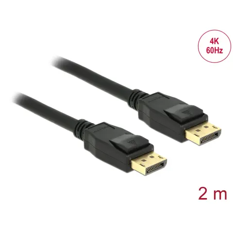DELOCK DisplayPort 1.2/1.2a Összekötő Fekete 2m 83806