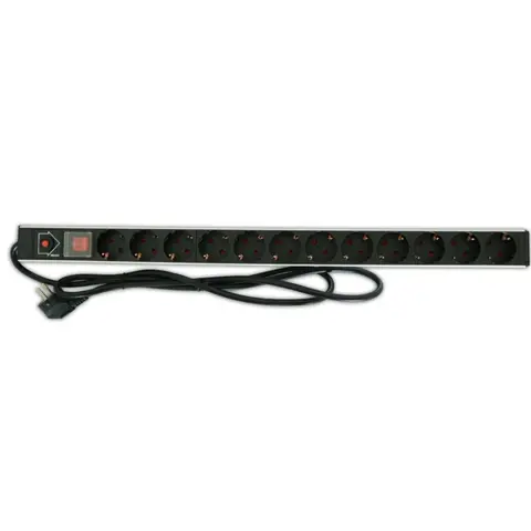 INTELLINET Vertical rack power strip 250V/16A 12x Schuko 1.6m switch