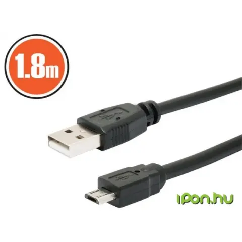 PRC USB Micro USB Átalakító Fekete 1.8m 20326