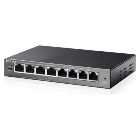 TP-LINK TL-SG108PE 8 portos gigabites Easy Smart Switch 4 PoE csatlakozóval