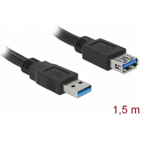 DELOCK USB 3.0 Hosszabbító Fekete 1.5m 85055