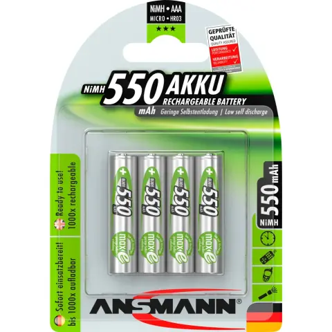 ANSMANN Mikro cerzua akku (AAA) 550mAh 4db