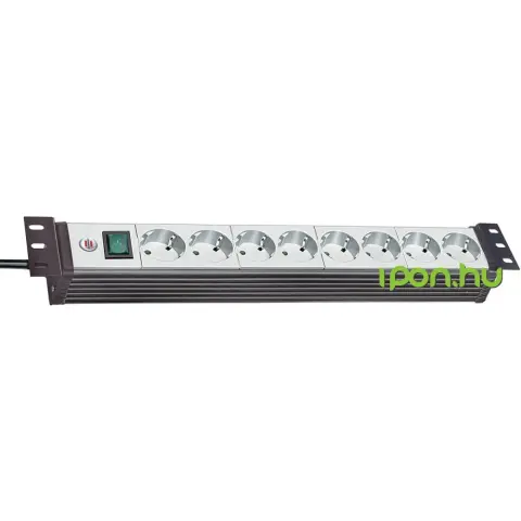 BRENNENSTUHL Premium-Line 19" extension socket for switch cabinets 8-way black/light grey 3m H05VV-F 3G1.5 19" format