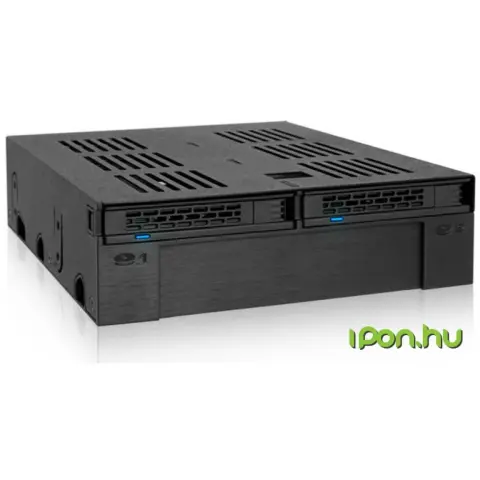ICYDOCK MB322SP-B 2x2.5" SAS/SATA HDD/SSD Mobile Rack +3.5" Slot for External 5.25" Bay -Comparable to Tray-Less Design