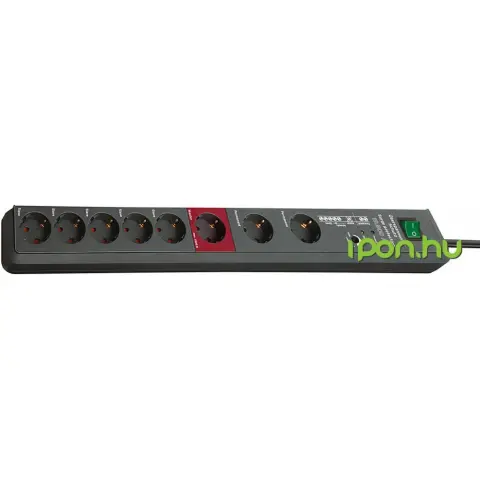 BRENNENSTUHL Secure-Tec 19.500A automatic extension socket with surge protection 8-way anthracite 3m H05VV-F 3G1.5 1xMaster 5xSlave 2xPermanent