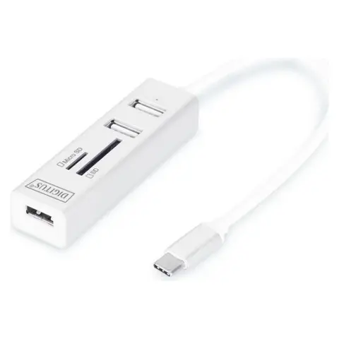 DIGITUS DA-70243 USB 2.0 Type C 3-Port OTG HUB with Card Reader